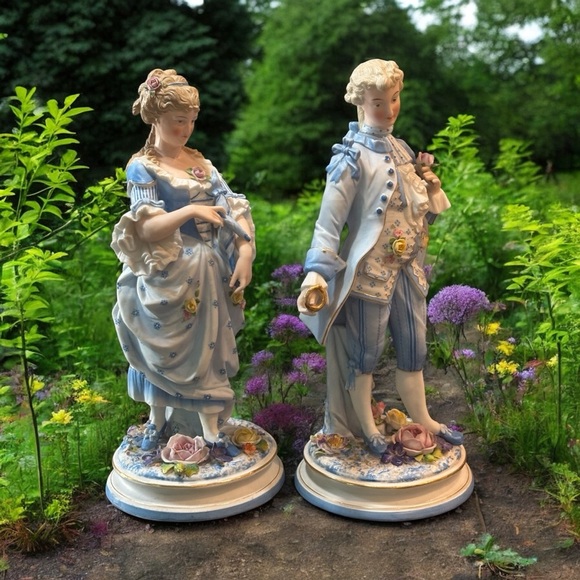 Antique French Bisque Figurines – 16” Pair of Elegant Man and Woman - Picture 8 of 15